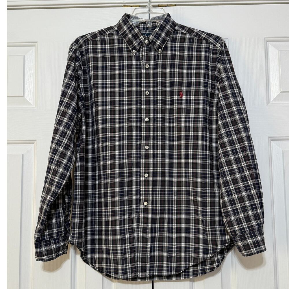 Ralph Lauren Men's Classic Fit Long Sleeve Button Down Plaid Shirt, Size L